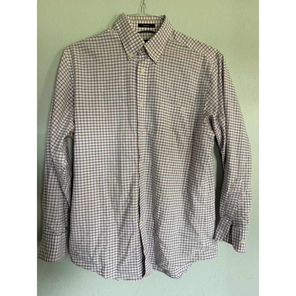 Dockers long-sleeve stretch button-down shirt grid check pattern Sz M